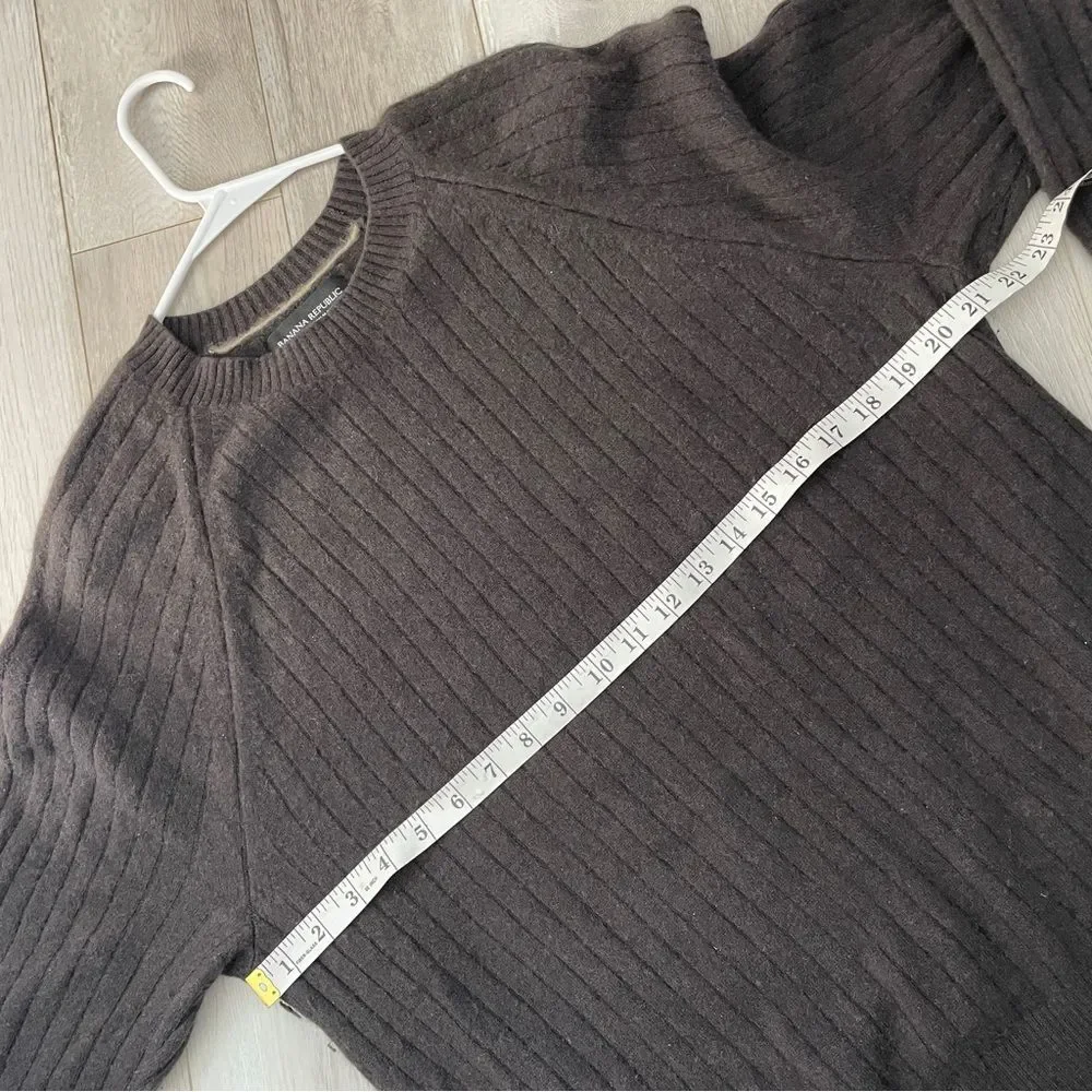 Banana Republic Sweater cashmere crew ribbed knit mens Brown (xlarge) classic